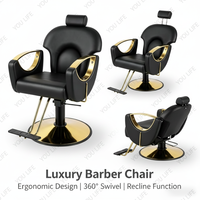 Fauteuil de Barbier Commercial Inclinable à Rotation 360° et Hauteur Réglable pour Salons de Coiffure, Écoles de Beauté, Hôtels et Salons à Domicile