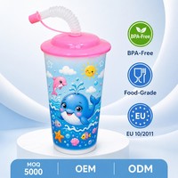 Gobelet portable en plastique écologique sans BPA de 500 ml avec couvercle et paille pour les moments nomades et agités