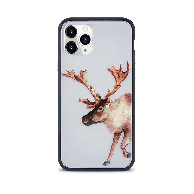 Imprimé TPU Cadre PC Dépoli Couvercle Arrière Transparent Étui à Téléphone Hybride Pour iPhone 6.1 pouces Givré Étui Mat
