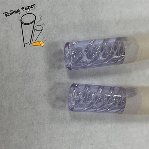 Tube à papier à rouler en verre transparent blanc en stock, rouleau de papier à rouler en verre fileté violet personnalisé - Product Image 1