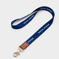 Cordon personnalisé en polyester avec extrémités en cuir, cordon de cou premium avec crochet métallique pour l'école, l'éducation, porte-clés de marque