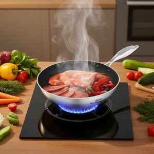 Sartén de acero inoxidable de 28 cm antiadherente, compatible con inducción, para cocina doméstica y profesional - Product Image 2