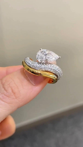 Bague de fiançailles APRICOT JEWELS 3 carats en diamant de laboratoire taille poire, en or jaune 14K, certifiée IGI, luxe, style hip-hop, pour mariée, haute joaillerie - Product Image 4