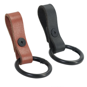 <b>Leather</b> <b>Keychain</b> Carabiner Oval Cowhide Keyring Durable Key Accessory - Product Image 5