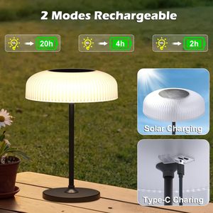 Solar LED Cordless <b>Table</b> Lamp Outdoor Waterproof Portable Touch Dimmable Rechargeable 360 Beam Angle High Brightness Garden - Product Image 2