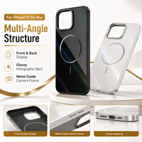 Coque de téléphone magnétique de luxe personnalisée en usine avec cadre d'appareil photo PC 2000 Gauss pour 17 Pro Max, dos holographique brillant, compatible sans fil