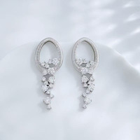 Boucles d'oreilles pendantes en platine Pt950 avec diamants de laboratoire, boucles d'oreilles pendantes tendance, boucles d'oreilles fines, boucles d'oreilles en diamants de laboratoire, boucles d'oreilles à dos plat