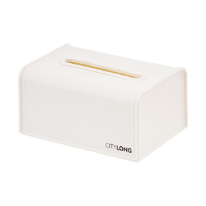 Citylong Tissue Box White Faux Leather <b>Desktop</b> Storage Multipurpose Car Home Use - Product Image 1