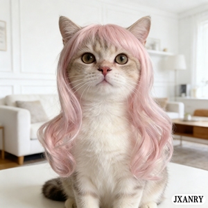 Aksesoris Rambut Hewan Peliharaan JXANRY Warna Pink Coklat Desain Warna Polos untuk Kucing Anjing Sutra Tahan Panas Rumbai Lucu Gelombang Besar Cosplay Festival - Product Image 2