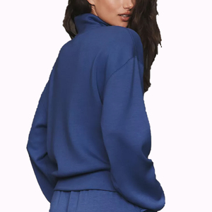 Felpa da Donna con Zip 1/4 Personalizzabile con LOGO, 100% Cotone Organico, Oversize, Sostenibile - Product Image 3