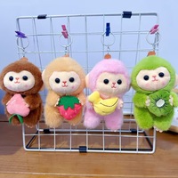 Goedkope prijs op maat gemaakte kleine fruit aapje hanger knuffel speelgoed sleutelhanger pluche dieren voor kinderen Halloween