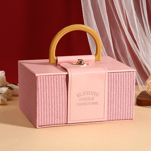 Caja de Regalo de Boda Personalizada, Caja Magnética de Cartón con Asa de Cuero PU, Caja de Empaque para Ropa, Zapatos y Dulces - Product Image 4