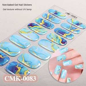New Màu Nước 3D Gel Nail Sticker miễn phí Baking ánh sáng bắt sáng bầu trời đầy sao thiết kế pháp không UV Gel Nail Strips cho ngón tay - Product Image 6