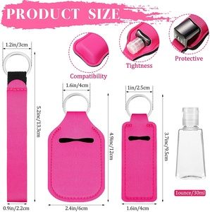 Porte-désinfectant pour les mains Pompom 30ml 1oz, étui pour baume à lèvres, rouge à lèvres, brillant à lèvres, pochette, dragonne, cordon, porte-clés, kit d'autodéfense - Product Image 3
