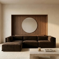 Canapé modulaire en velours brun foncé de qualité supérieure, canapé sectionnel moderne pour salon, canapé en velours contemporain pour la maison et l'hôtel