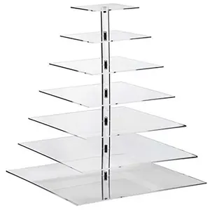 Acrylic Clear Multi Tiers Round Square Cake Display Stand Cupcake Dessert Tower Serving Stand For Wedding And Party