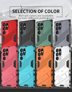 Double 2 in Phone Case Kickstand Shockproof Soft Plastic Hard PC Case Pour Samsung Galaxy S22 Ultra <span class=keywords><strong>S22Pro</strong></span> M52 5G - Product Image 2
