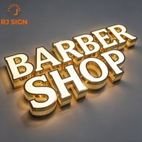 Enseigne lumineuse LED 3D en acrylique pour extérieur, lettres en relief rétroéclairées, pour salon de coiffure et restaurant