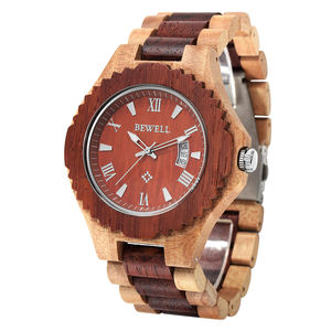 Soldes Bewell Montre en bois artisanale pour homme Montre à quartz Cadeau Montre personnalisée avec logo Montre en bois la moins chère pour homme - Product Image 2