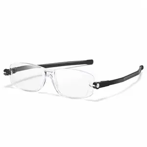 2201最新の折りたたみ式360度老眼鏡男性女性用アンチブルーライト抗疲労読書眼鏡ケース卸売付き