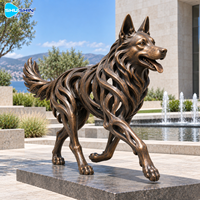 Sculpture réaliste de chien gardien en bronze, moulée à la cire perdue, en laiton et cuivre, statue animale personnalisée pour la place, l'hôtel, la cour, l'entrée de la villa