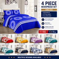 En stock : Ensemble de couvre-lit matelassé 4 pièces pour lit King Size avec drap-housse et 2 taies d'oreiller