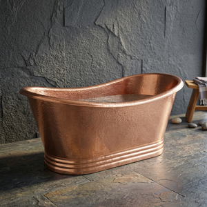 Baignoire autoportante en cuivre ovale, baignoire en métal artisanale classique sans couvercle pour la maison, l'hôtel, la salle de bain - Artisanat indien - Product Image 1