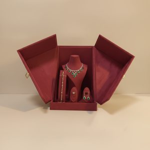 RZ Custom Jewelry Display Storage Jewelry Set Necklace <strong>Earring</strong> Ring Storage Close <strong>Case</strong> With Lock Suede Can Change Cover Material - Product Image 4