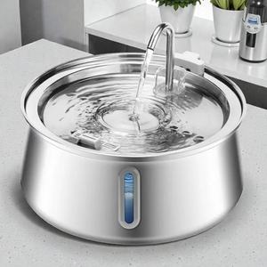 Leak Proof 304 Stainless Steel 4L Eco-friendly Durable Automatic Dog Water Fountain Vertical Water-level Window for Small Pets - Product Image 1