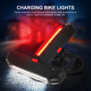Feu arrière de vélo Asafee Mini rouge et bleu, <span class=keywords><strong>à</strong></span> fixer sur le potence, LED rechargeable USB, étanche, 5 modes, pour VTT - Product Image 2