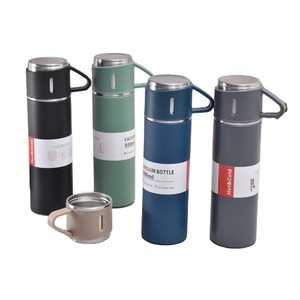 304 thép không gỉ cách nhiệt chân không <span class=keywords><strong>Flask</strong></span> Bộ quà tặng kinh doanh chai nước với 3 nắp biểu tượng tùy chỉnh bao bì Quà Tặng cốc nước thủy tinh - Product Image 5