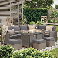 Audu Ensemble de meubles de patio avec table de foyer au gaz Couvercle en maille pour chauffage au propane carré pour pierre de lave-pour cour parc