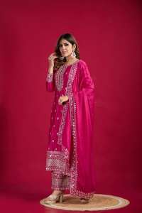 ผ้าชินน่อนผ้าไหมพรีเมี่ยมพร้อมงานปักลวดลายหนาพร้อมขอบลูกไม้แขนเต็ม - Product Image 4