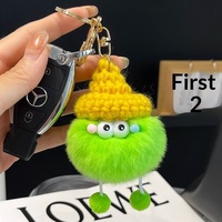Handgemaakte cartoon schattige kleine kolenbal Rex konijnenbont auto sleutelhanger hanger Koreaanse Ins internet beroemdheid pluche rugzak