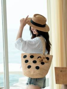 2025 nouveau été mode Offre Spéciale raphia tissé sac femmes épaule à la main plage femmes sacs sac à main sac fourre-tout herbe naturelle - Product Image 4