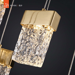 Lustre rond de luxe en acier inoxydable de haute qualité, verre artisanal - Product Image 2