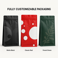 Sacs d'emballage pour grains de café, personnalisés en usine, en plastique et aluminium, à fond plat, avec valve et fermeture éclair