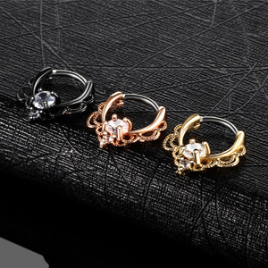 Bakır CZ dantel burun <span class=keywords><strong>Septum</strong></span> Hoop yüzükler kristal kulak sarmal Helix Piercing Daith Rook Nariz küpe Septums Piercing takı - Product Image 3
