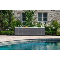 Armoire personnalisée pour bbq haute brillance Armoire de cuisine extérieure en acier inoxydable au design moderne avec rangement coulissant