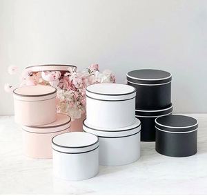 Boîte cadeau de luxe 3 pièces/ensemble, boîte ronde en carton, emballage cadeau avec ligne blanche imprimée - Product Image 1
