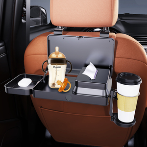 Plateau de voyage pour <span class=keywords><strong>voiture</strong></span> Plateau multifonctionnel pour manger et boire Organisateur de plateau pour siège arrière de <span class=keywords><strong>voiture</strong></span> Rangement en plastique pour les verres à mouchoirs alimentaires - Product Image 2