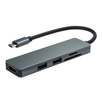 Base de Conexión Tipo-C a USB 3.0 para Computadora Portátil con Lector de Tarjetas SD/TF de 5 Puertos y Extensor HDTV en Stock