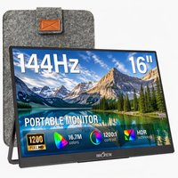 Écran portable léger de 16 pouces 144 Hz, deuxième écran FHD IPS mat anti-reflet, angle de vision de 178°, USB C, étui de protection pour ordinateur portable
