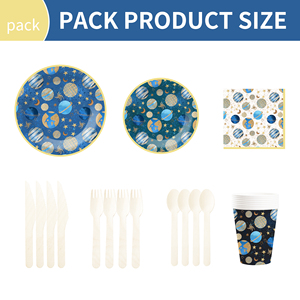 Platos, Vasos y Servilletas Desechables con Diseño Espacial DAMAI, Juego de Vajilla con Temática de Planetas para Fiestas - Product Image 6