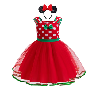 BAIGE Nuovo <span class=keywords><strong>Vestito</strong></span> Principessa Mickey <span class=keywords><strong>Minnie</strong></span> a Pois per Bambine, Abito Estivo con Colletto a O e Pizzo - Product Image 1