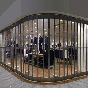 Porte pliante en alliage d'aluminium pour centre commercial, design contemporain, forme d'arc, panneau en verre transparent cristallin - Product Image 1