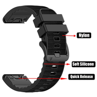 Bracelet sport en nylon et silicone respirant Quickfit 22 mm 26 mm pour Garmin Fenix 8 Pro E 7 7X Forerunner 970 965 Instinct 3 2X