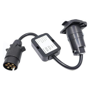 Adaptador de 7 pines europeo a americano negro para remolques, arnés de cableado, línea combinada de freno/dirección, convertidor de luces traseras para remolques - Product Image 4