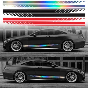 Autocollants de voiture avec logo personnalisé en usine décorations Auto Racing Body Side Stripes Vinyl Modified Stripe Decal Décoration pour toutes les voitures