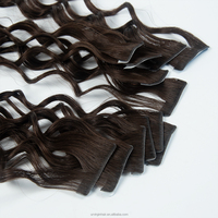 Extensions de cheveux humains russes à bandes adhésives, double épaisseur, invisibles, sans couture, bouclées, personnalisées, les plus vendues